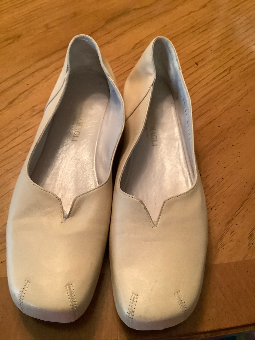 Bruno Magli Super Soft Cream Leather Slip-On Flats